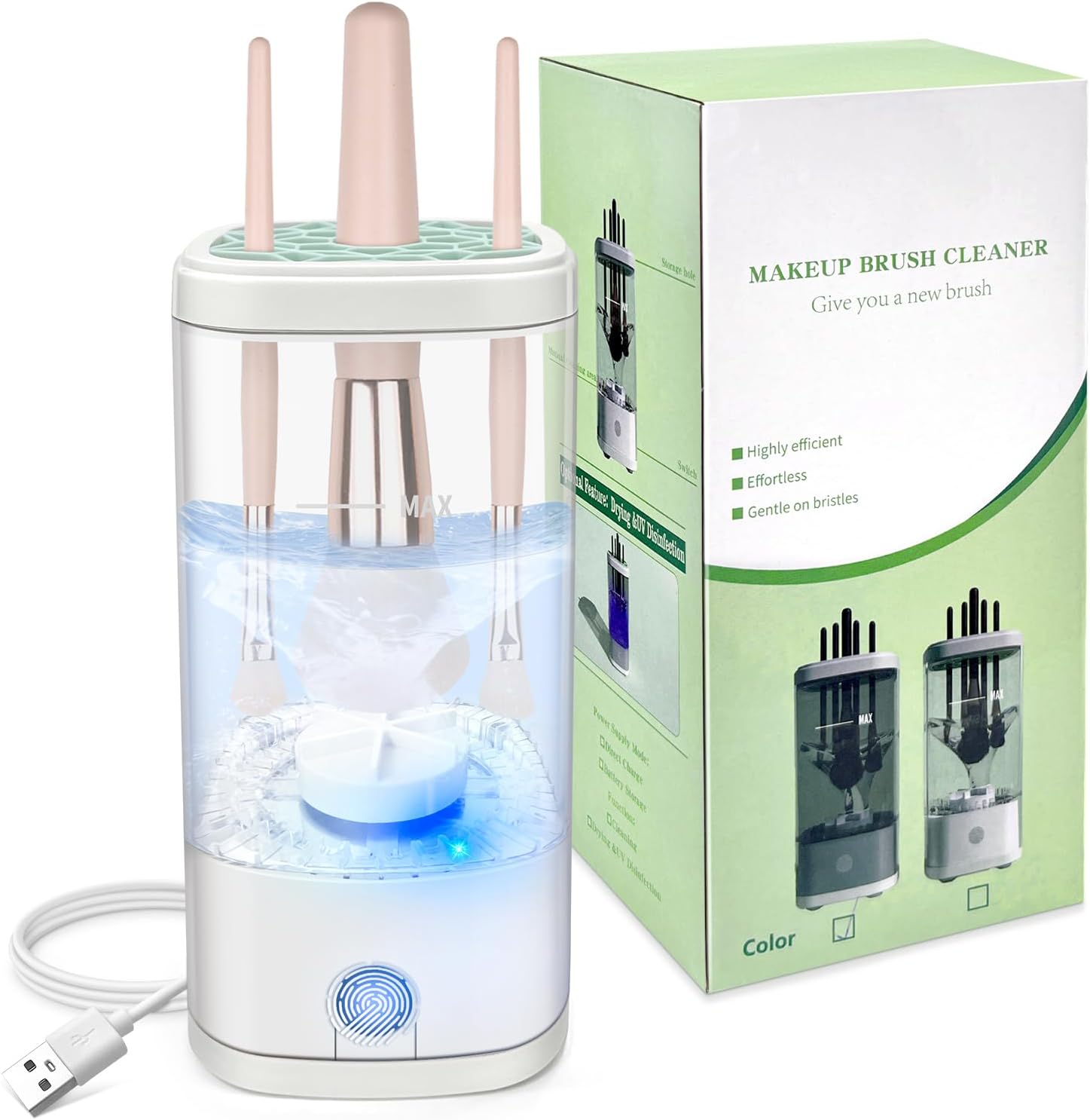 Electric Makeup Brush Cleaner Machine, Ultimate Efficient Automatic Cleaner for All Types of Makeup Brushes- Transparent-GlimoraGlow