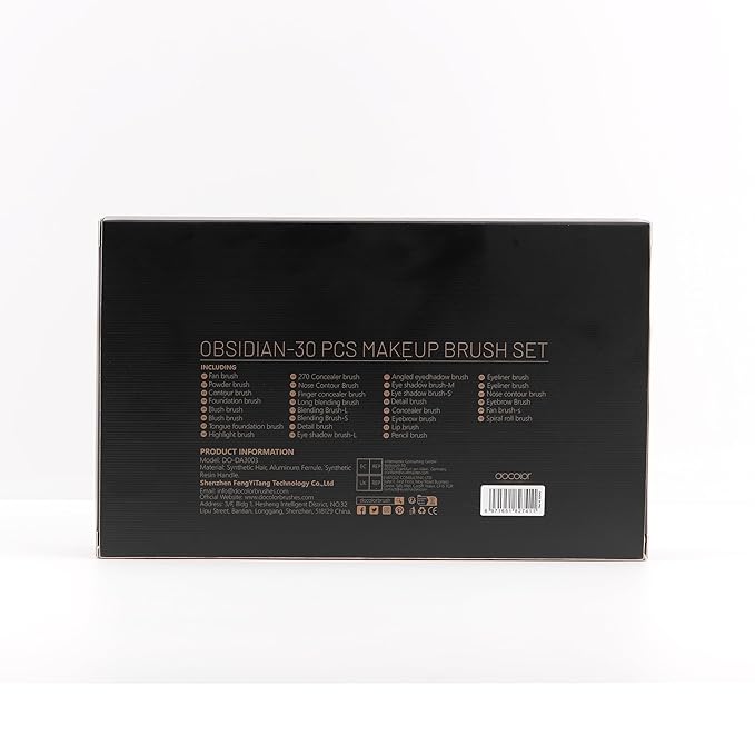 Docolor Makeup Brushes Set Professional 30Pcs Obsidian Makeup Brushes Premium Synthetic Powder Kabuki Foundation Contour Blush Concealer Eye Shadow Blending Eyeliner Crease Eyebrow Make Up Brush Kit-GlimoraGlow