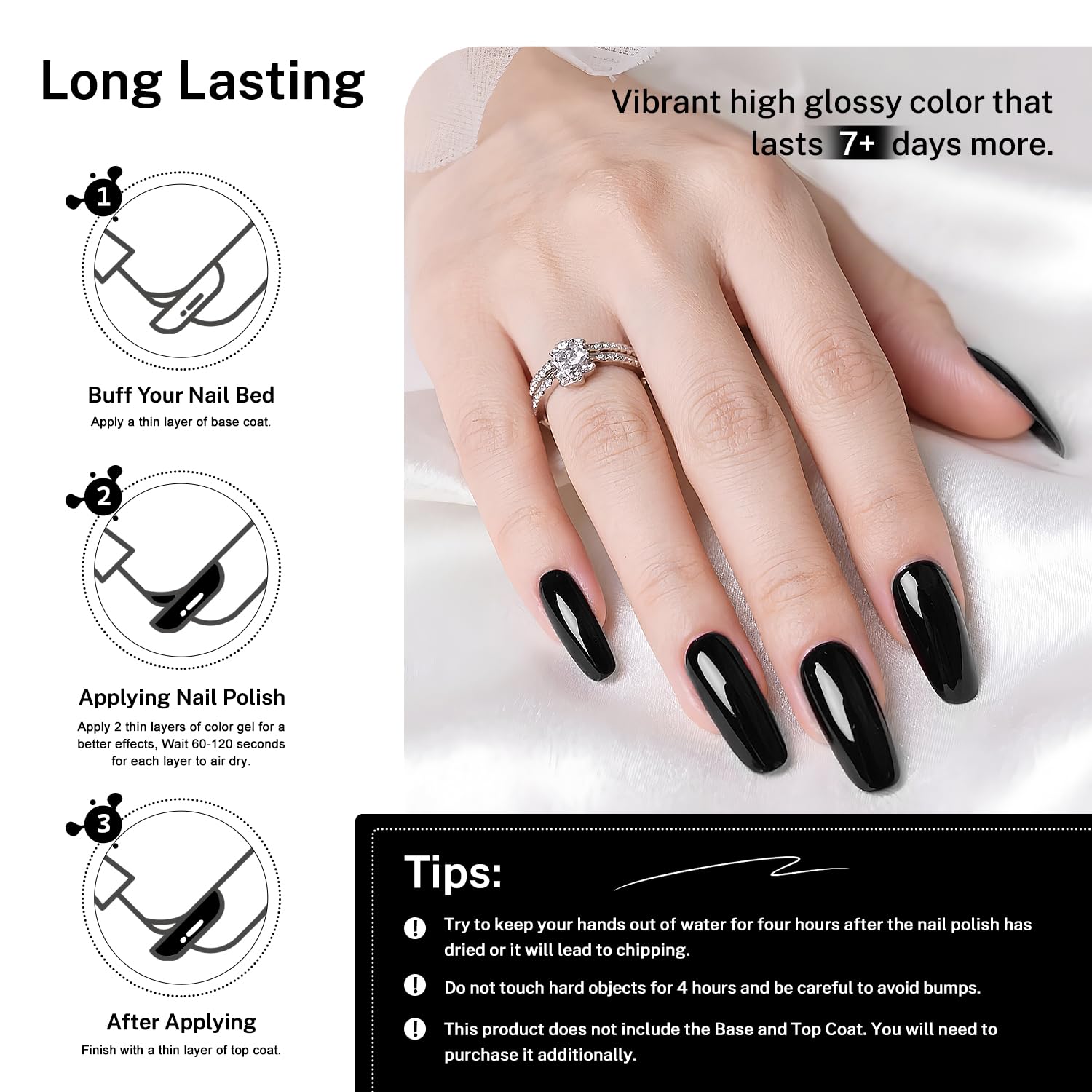16.5ml Black Nail Polish Large Volume Quick Drying Nail Polish, Fast Drying and Long Lasting Color Nail Art DIY Home Manicure Gift for Women-GlimoraGlow