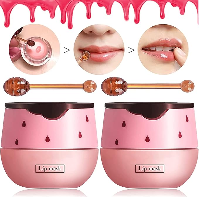 2 Pack Strawberry Lip Mask Strawberry Lip Balm Pot Propolis Moisturizing Hydrating Lip Sleeping Mask Prevention Dry and Cracked Lip Scrubs Exfoliator (2-Strawberry)-GlimoraGlow