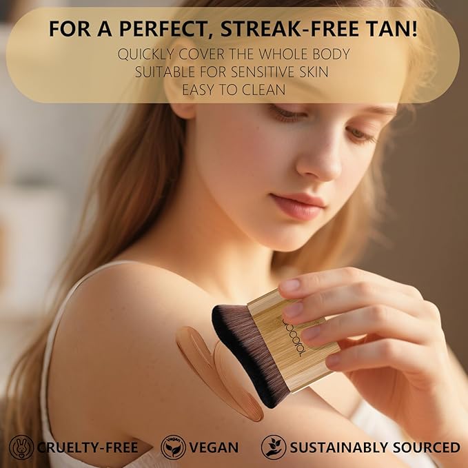 docolor Self Tanner Brush Large Body Makeup Brush, Soft Vegan Tanning Brush no stripes, for Foundation, Self-tanner, Bronzer, Self Tan Back Applicator Body + Face Self-Tan Blending Brush Gift Box-GlimoraGlow