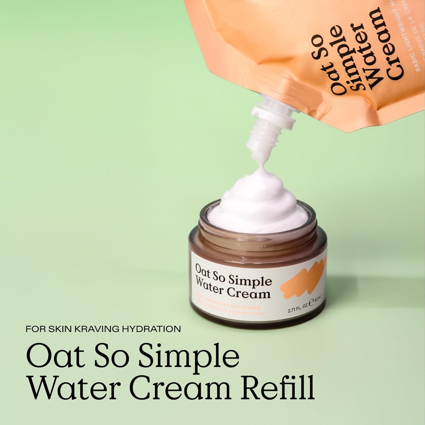 KraveBeauty Oat So Simple Water Cream Refill, Enriched With Oat & Squalane To Soothe & Lock In Moisture, Everyday Moisturizer, For All Skin Types, Vegan & Cruelty Free, 6.76 fl oz-GlimoraGlow