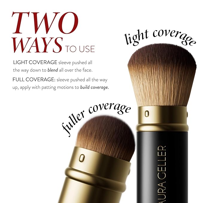 LAURA GELLER NEW YORK Retractable Airbrush Kabuki Brush for All Face Makeup & Foundation for Liquid, Cream and Powder Face Makeup With Aluminum Handle-GlimoraGlow