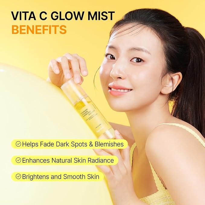 Vitamin C Mist with Niacinamide & Glutathione, Glow Mist for Dewy Skin, Makeup Setting Spray for face, Korean Skin Care, Vegan, 3.38 Fl Oz-GlimoraGlow