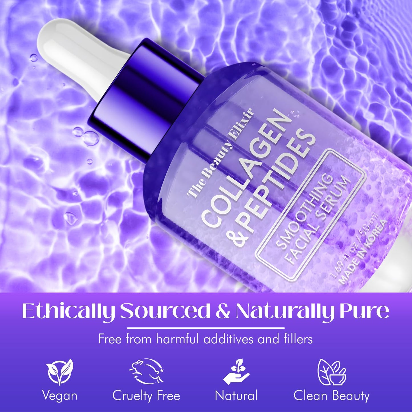 Collagen & Peptides Serum For Face - Dermatologist Tested, Anti-Aging, Hydrating & Repairing Treatment for Fine Lines & Wrinkles - Clean Beauty, Cruelty-Free Korean Skincare - 1.69oz-GlimoraGlow