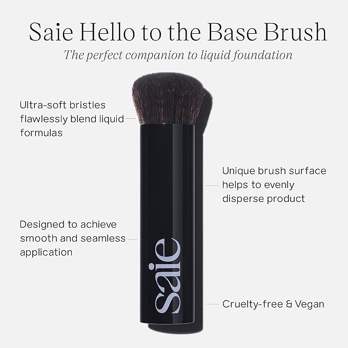 Saie The Base Foundation Brush for Liquid Makeup - Ultra-Soft Makeup Brush with Cruelty-Free, Synthetic Bristles - Designed for Foundation, Skin Tints & Cream Bronzers (1 Count)-GlimoraGlow