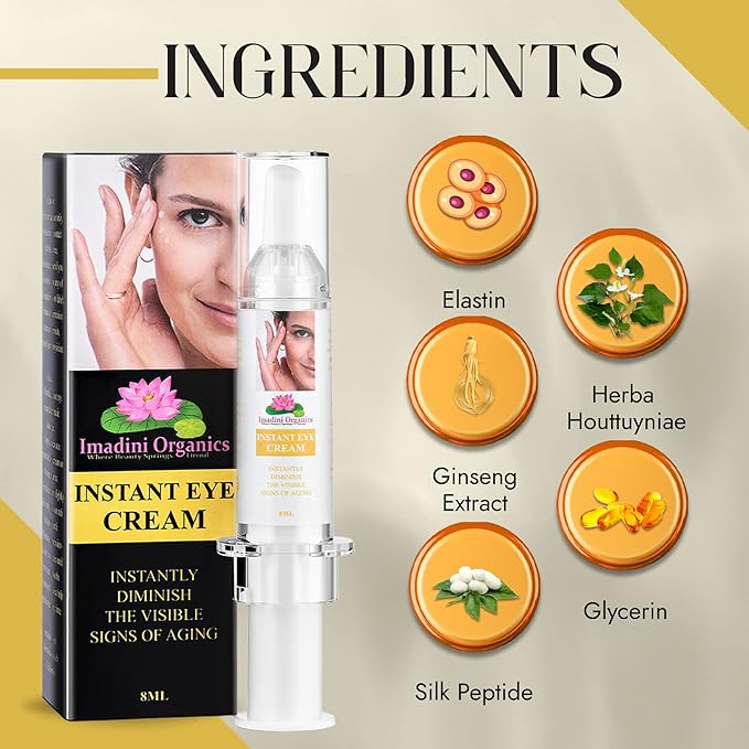 Imadini Natural Eye Wrinkle Cream, Remove Eye Bag Dark Circles, Reduce Puffiness & Eye Wrinkle, Ideal Eye Bag Cream For Both Men & Women– 8ml-GlimoraGlow