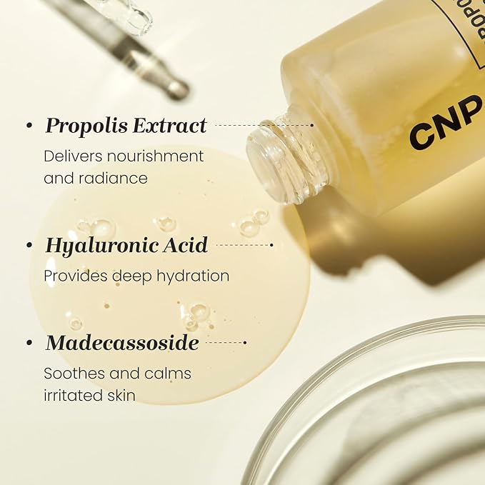 CNP Honey Glow Serum - Hyaluronic Acid & Propolis for Hydrating, Anti-Aging, Centella Soothing Serum, for Sensitive Skin, Korean Skin Care (1.18 fl. oz)-GlimoraGlow
