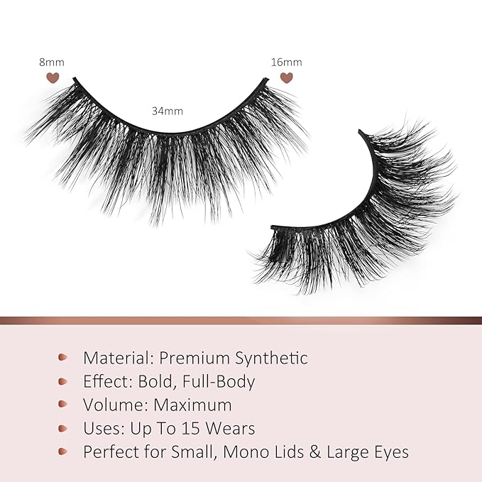 Fake Lashes False Eye Lashes Mink False Eyelashes Natural Cat Eye Lashes Fluffy Fake Eyelashes 16MM Lashes A25-GlimoraGlow