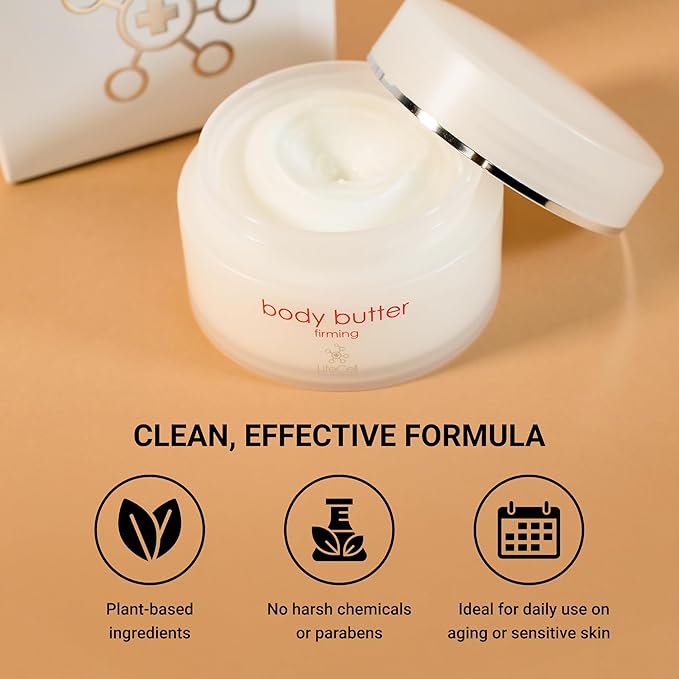 LifeCell Firming Body Butter – Anti-Cellulite Cream with Caffeine, Ginseng & Argan Oil – Ultra-Hydrating Anti-Aging Moisturizer for Legs, Thighs, Hips & Arms – Skin Tightening Lotion for Women-GlimoraGlow