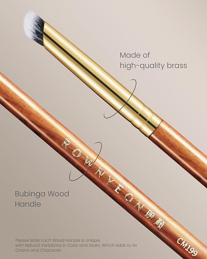 Desert Oak Series MicroBlur Tap Concealer - 6mm Finger-Tip Precision Brush for Tear Troughs & Acne Spots, Vegan Nylon, Bubinga Handle (CM 199)-GlimoraGlow