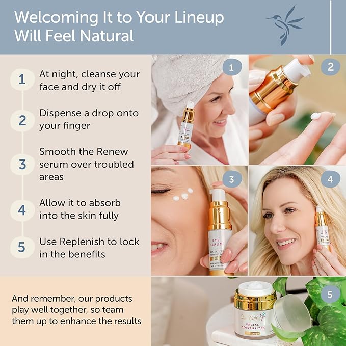 Renew Vegan Under Eye Serum for Dark Circles and Puffiness - Aging Skin Serum for Eye Bags, Fine Lines, Wrinkles, Crows Feet with Borage and Primrose - 0.5 Ounces-GlimoraGlow