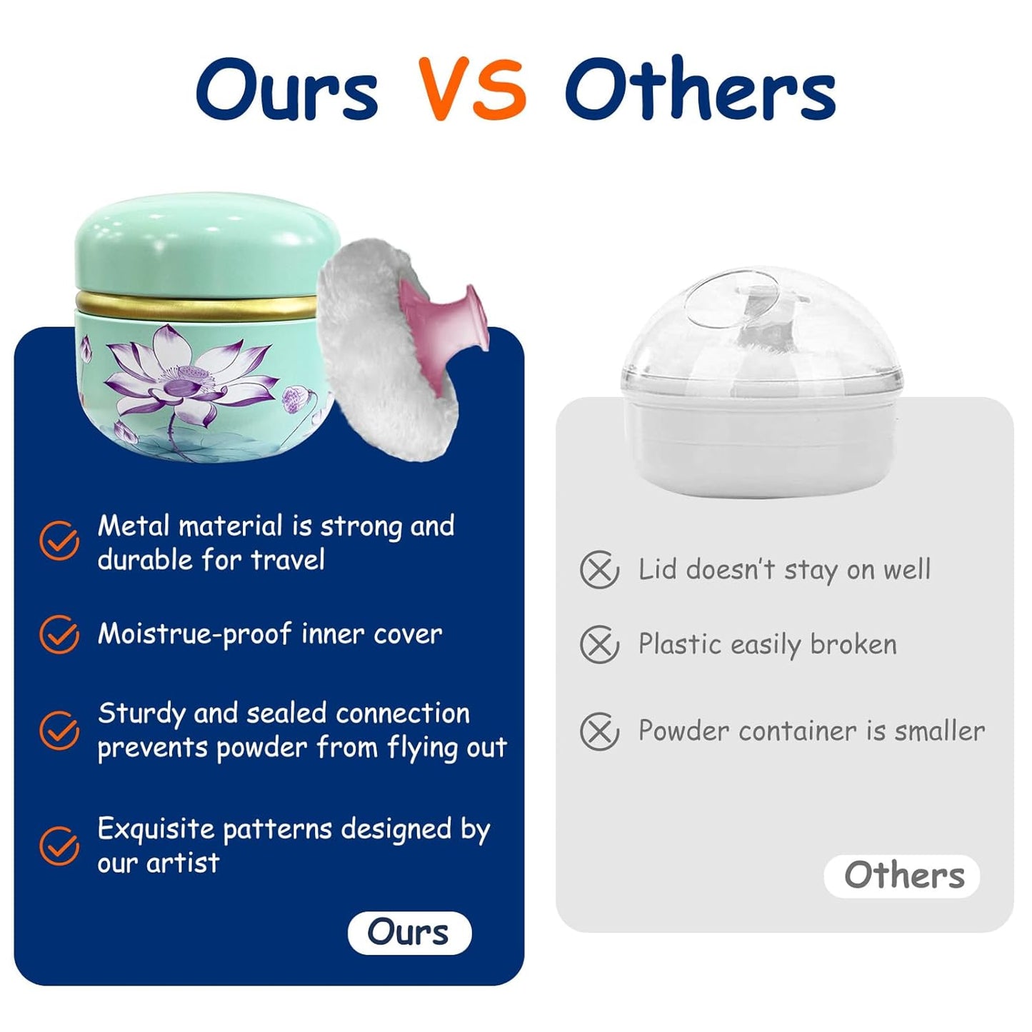 Body Powder Puff and Container for Dusting Powder, Women Powder Puff and Powder Case for Bath and Travel (Lotus Green)-GlimoraGlow