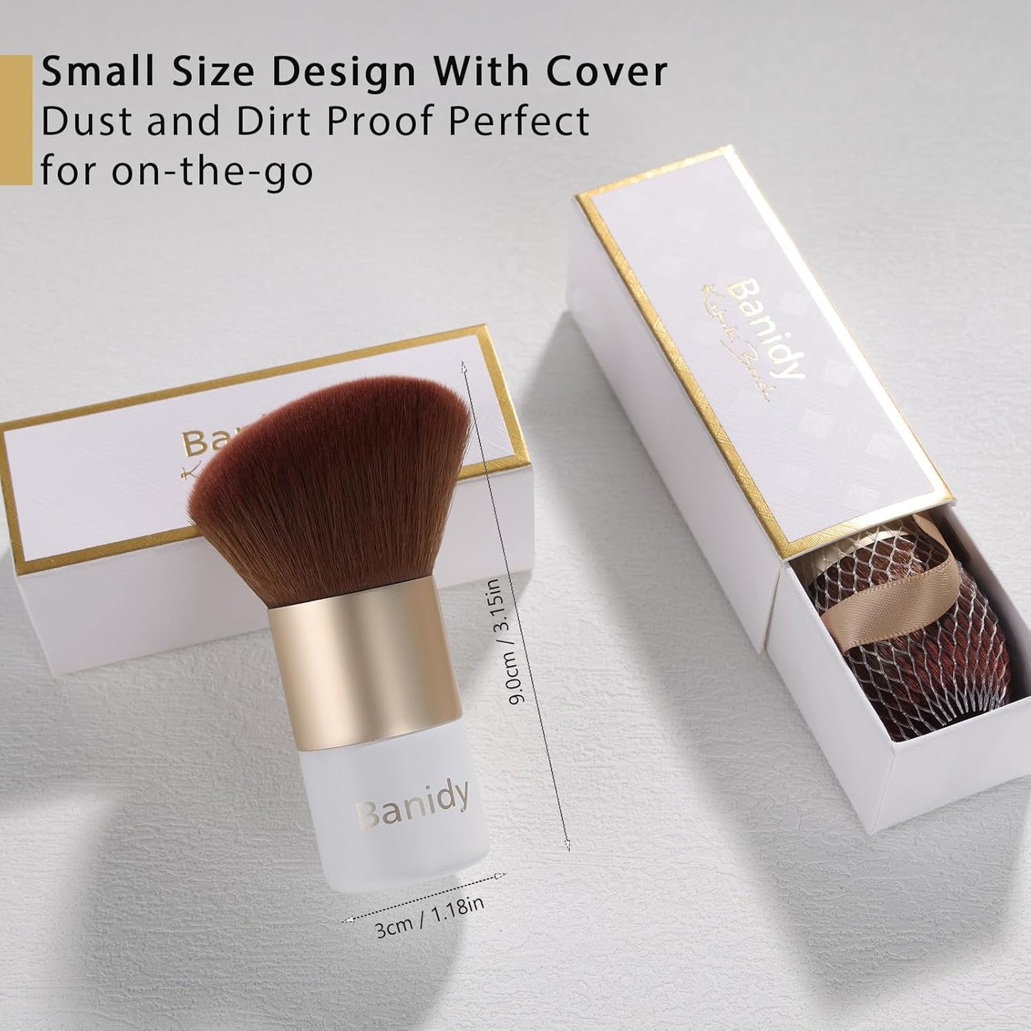 Kabuki Face Makeup Brush, Portable Travel Blush Brush Flawless for Foundation, Powder, Bronzer Buffing, Liquid, Cream, Cruelty Free-GlimoraGlow