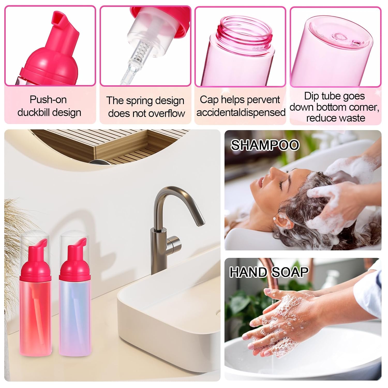 Zhehao 80 Pcs Lash Shampoo Bottle Brushes Kit 20 Foam Pump Dispensers 20 Lash Shampoo Brushes 20 Eyelash Aftercare Bag 20 Cleaning Pipes, Eyelash Extension Supplies(Rose Red)-GlimoraGlow