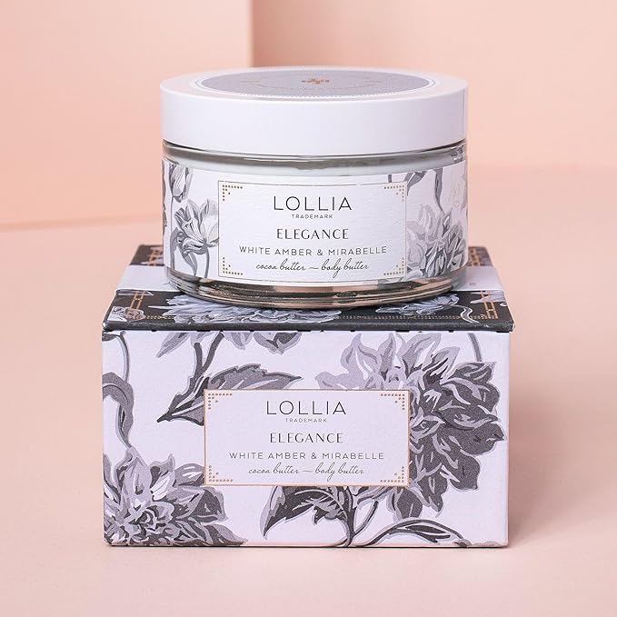 Lollia Elegance Body Butter, 5.5 oz. – White Amber & Mirabelle - Shea Butter & Cocoa Butter, Body Lotion for Women, Hydrating & Smooth Body Moisturizer-GlimoraGlow