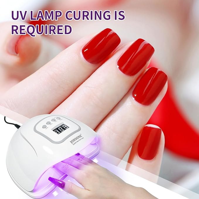 JODSONE 10ml Gel Nail Polish Set 6Colors Black White Red Deep Blue Dark Green Deep Purple All Seasons Neutral Soak Need U V/LED Lamp Curing-GlimoraGlow