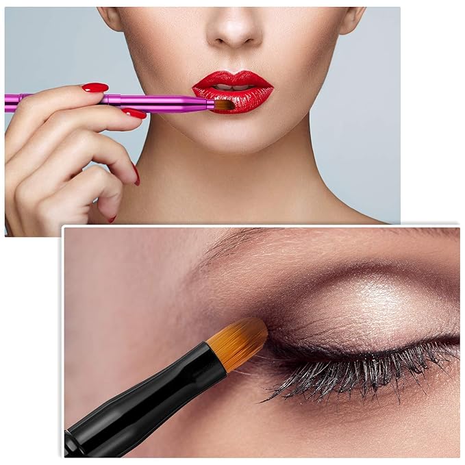 Retractable Dual End Lip Brush Concealer Brush with Cap, Lipstick Eyeshadow Foundation Makeup Brushes Gold, Black, Purple-GlimoraGlow