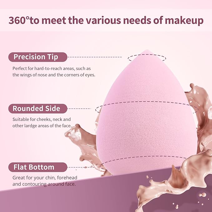 BEAKEY 5 Pcs Makeup Sponge Set, Latex-Free Makeup Sponges for Foundation, Multi-colored Boun Boun Sponges, Flawless for Liquid, Cream, and Powder-GlimoraGlow