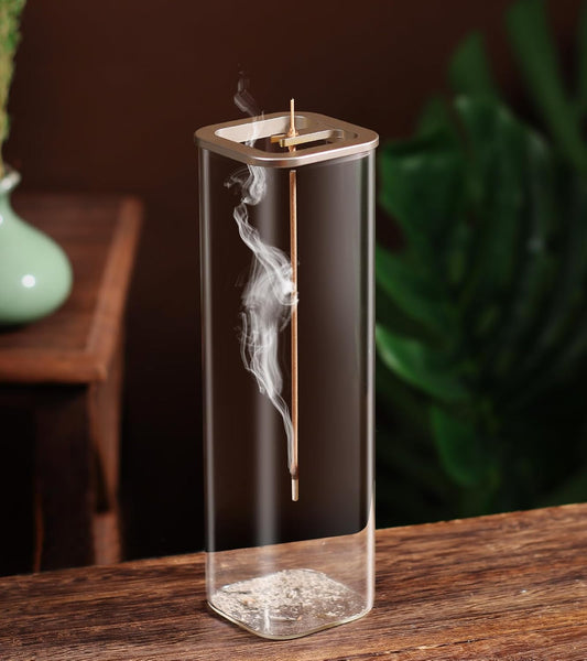 Insence-Stick Holder [Anti-Ash Flying], Modern Incense Burner Holder with Removable Glass Ash Catcher, for Home Decor Yoga Meditation-GlimoraGlow
