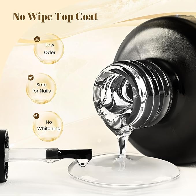 JODSONE 2 Bottles 15ml of Top Coat Gel Polish No Wipe Help Bright Manicure Need Lamp Cured-GlimoraGlow