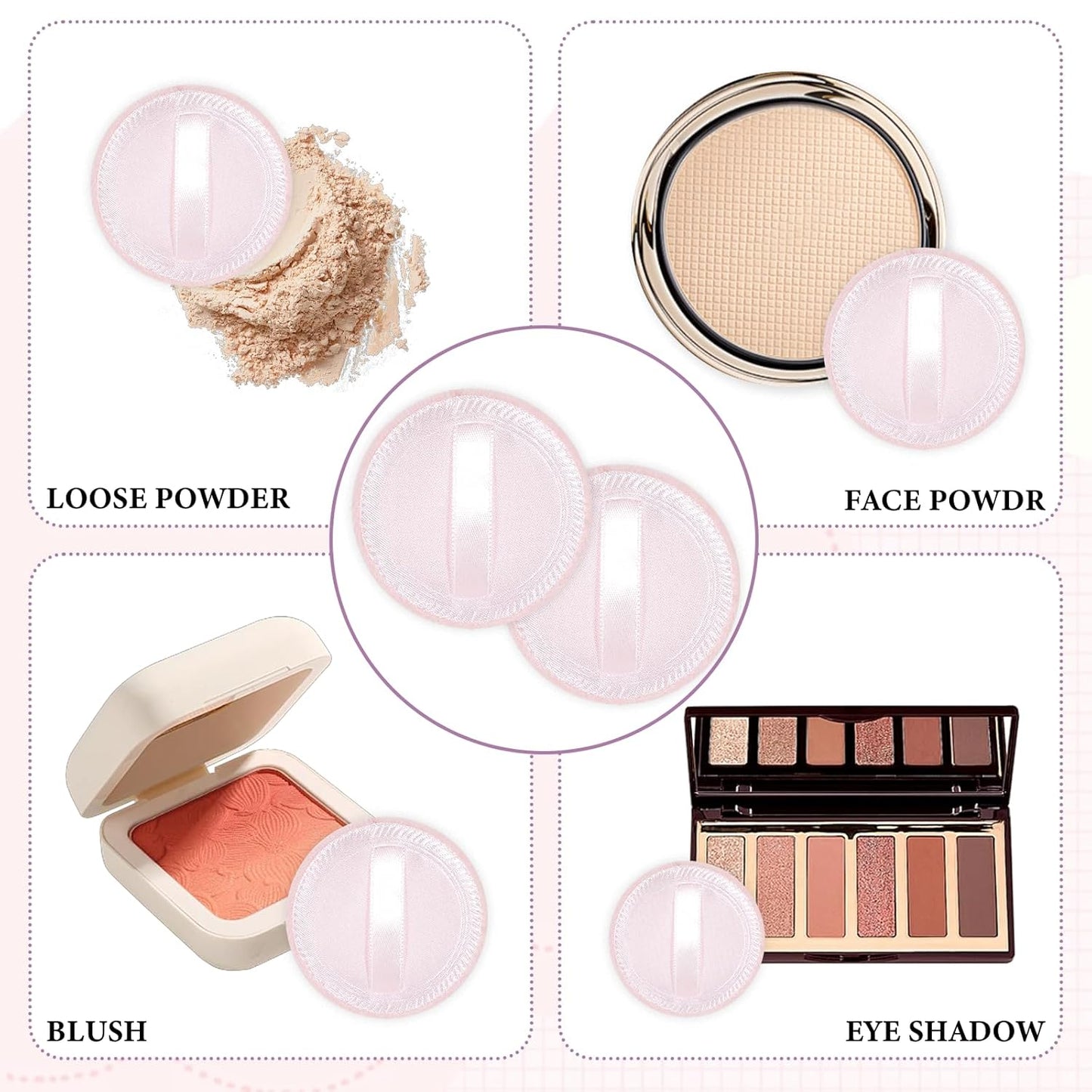 12 Pcs Makeup Powder Puff Cotton Powder Puffs for Face Powders Makeup Puffs for Powders Small Velour Puff Soft Pads Washable Face Compact for Loose Setting Pressed Powder(2.36 Inch Skin Color)-GlimoraGlow