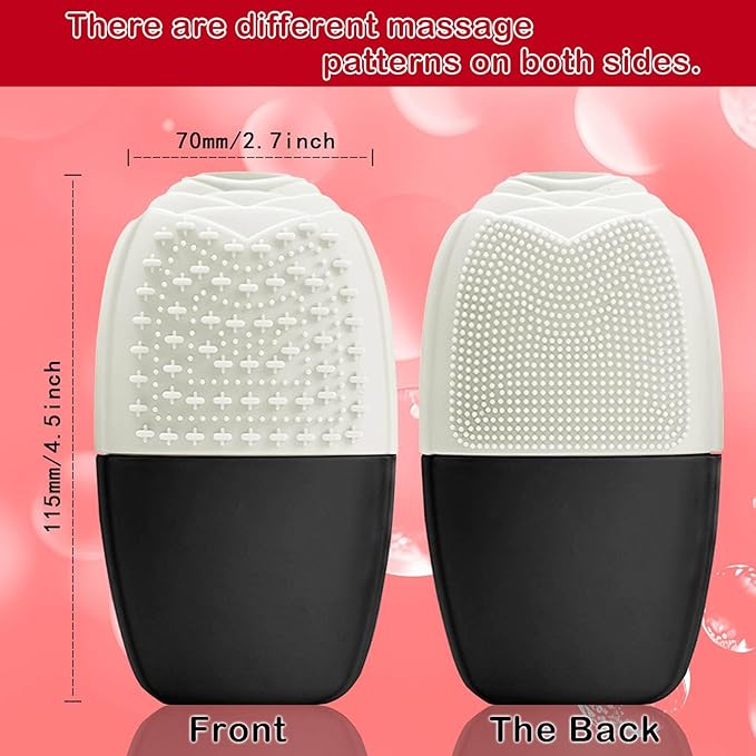 XHJRI Ice Face Roller Massager,Ice Cube Roller for Face, Eyes and Neck Naturally Conditioning and Skin Care,De-Puff Eye Bags,Reduce Migraine Pain,Reusable Massage Silicone Ice Mold (New Black White)-GlimoraGlow