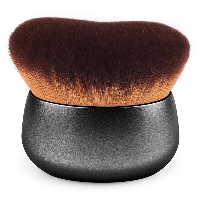 75MM Extra Large Self Tanner Kabuki Makeup Brush – Ultra Soft Dense Vegan Bristles for Body Makeup, Bronzer & Foundation–Applies Tanning Mousse, Lotion & Self Tanner–Black, Wet & Dry-GlimoraGlow