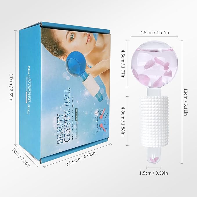 Ice Globes & Ice Roller for Face and Eyes - Facial Massage Tools for Skin Care, Reduce Wrinkles & Puffiness, Cooling Globes & Roller Ball for Glowing Skin 2PCS (Pink)-GlimoraGlow