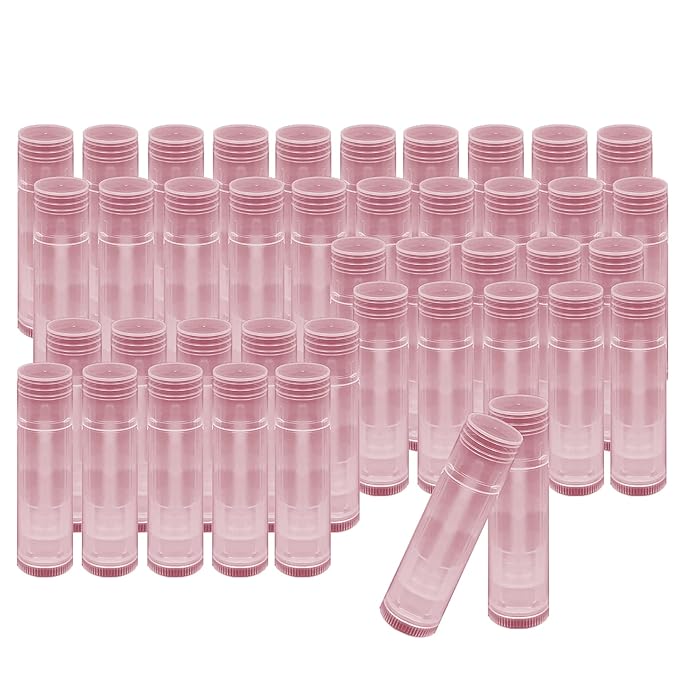 1st Choice 50 Lip Balm Empty Container Tubes 3/16 Oz (5.5ml), Natural Pink Color-GlimoraGlow