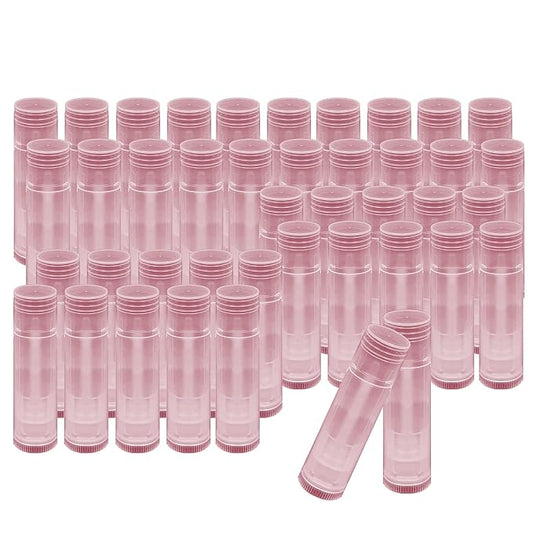 1st Choice 50 Lip Balm Empty Container Tubes 3/16 Oz (5.5ml), Natural Pink Color-GlimoraGlow