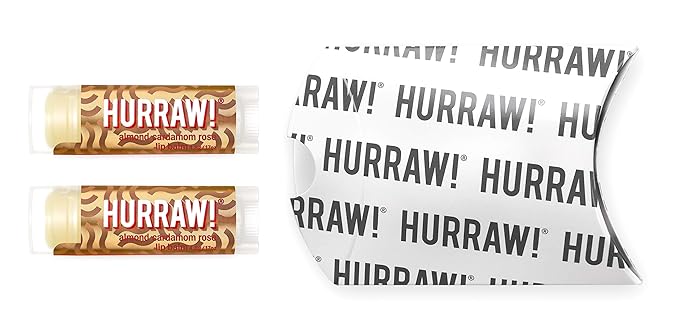 Hurraw! Almond, Cardamom, Rose (Vata) Lip Balm, 2 Pack: Organic, Certified Vegan, Cruelty and Gluten Free. Non-GMO, 100% Natural Ingredients. Bee, Shea, Soy and Palm Free. Made in USA-GlimoraGlow