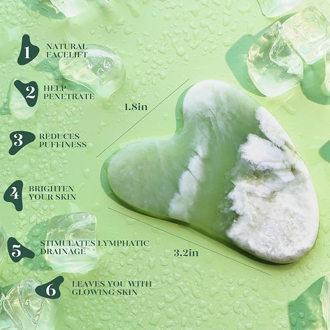 BAIMEI Jade Roller & Gua Sha Set Face Roller and Gua Sha Facial Tools for Skin Care Routine and Puffiness, Self Care Gift for Men Women - Light Green-GlimoraGlow