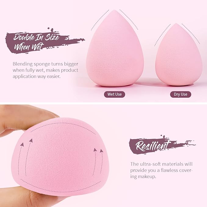 BEAKEY 5 Pcs Makeup Sponge Set, Latex-Free Makeup Sponges for Foundation, Multi-colored Boun Boun Sponges, Flawless for Liquid, Cream, and Powder-GlimoraGlow