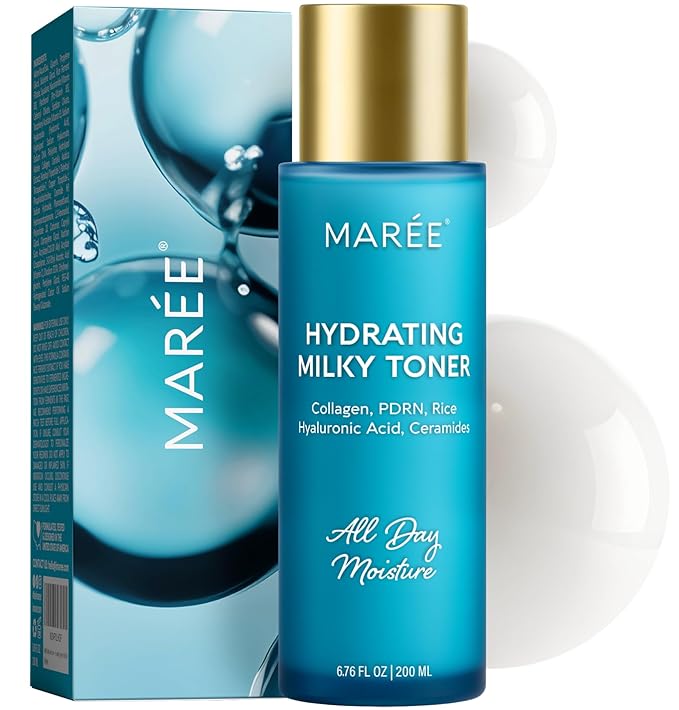 MAREE Hydrating Milky Toner for Face - Rice Toner with Niacinamide & Collagen - Skin Barrier Repair Hydrating Toners for Face - Milk Toners Essence - PDRN, Hyaluronic Acid, Ceramides - Tonico Facial-GlimoraGlow