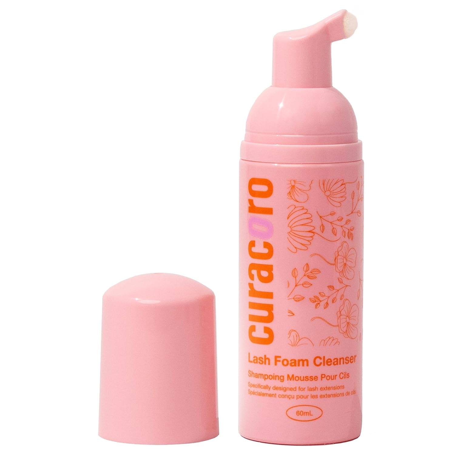 Curacoro 60ML Eyelash Extension Cleanser - Lash Shampoo for Lash Extensions, Eyelash Extension Foam Cleanser for Dry & Sensitive Skin, Gently Removes Waterproof Makeup for Professional & Home Use-GlimoraGlow