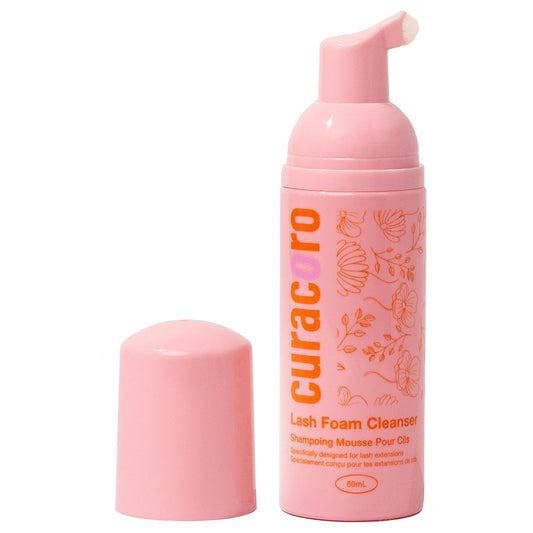 Curacoro 60ML Eyelash Extension Cleanser - Lash Shampoo for Lash Extensions, Eyelash Extension Foam Cleanser for Dry & Sensitive Skin, Gently Removes Waterproof Makeup for Professional & Home Use-GlimoraGlow