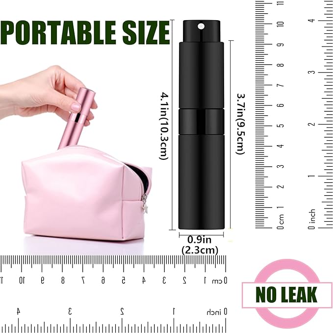 14 PCS/8ML Portable Atomizer Perfume Bottles, Mini Empty Refillable Cologne Spraye Bottle, Pocket Travel Perfume Liquid Sprayer (Matte Black)-GlimoraGlow
