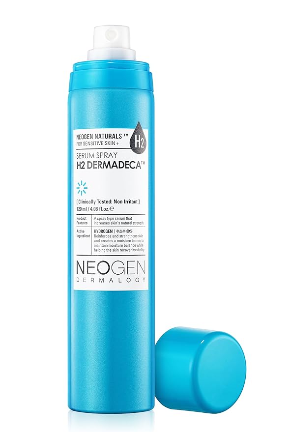[K-Beauty] Neogen H2 Dermadeca Serum Facial Spray | 80% Hydrogen-Water Face Mist Hydrating Serum w/Niacinamide Vitamin C & Centella 4.06 fl oz-GlimoraGlow