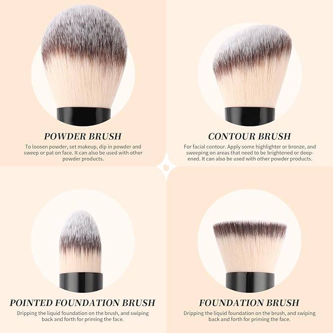 DUcare Makeup Brushes Duo End Foundation Contour Powder and Buffer Brush Bronzer Double Makeup Brush Set 2Pcs black-GlimoraGlow