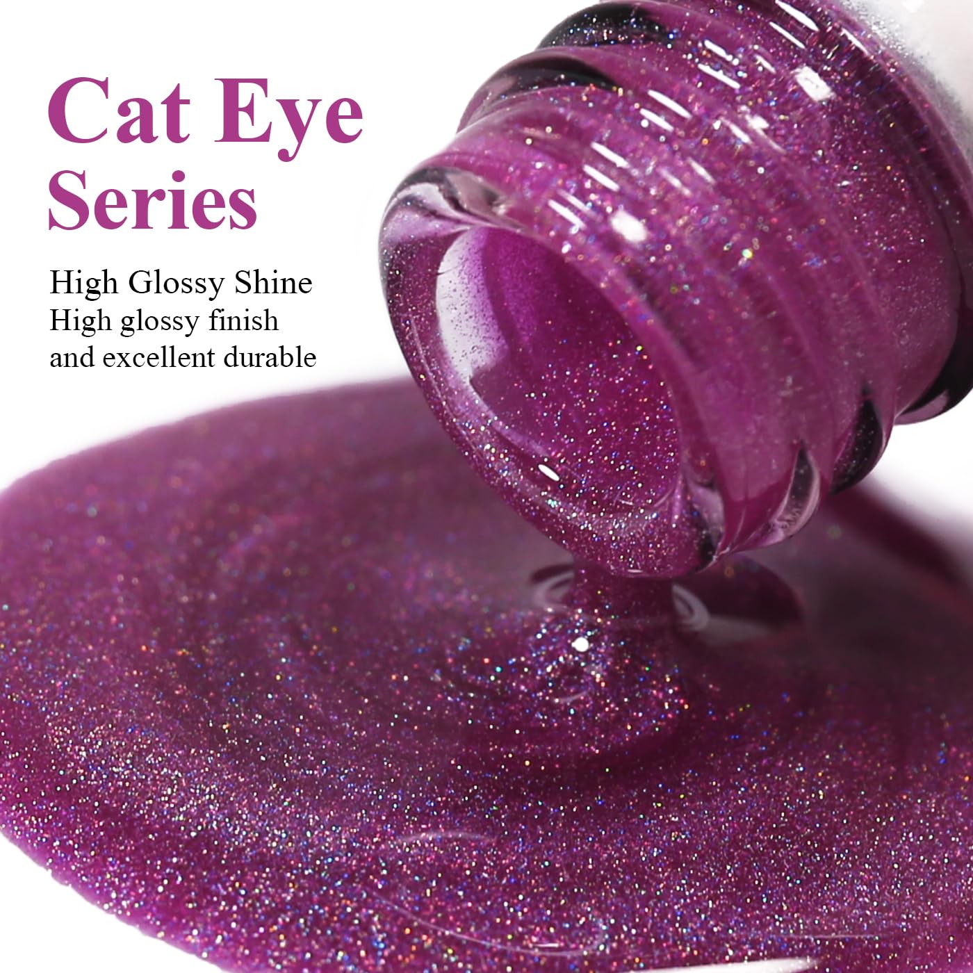 Imtiti Cat Eye Gel Nail Polish, Pink Rainbow Holographic Magnetic Gel Polish With Magnet Glittery Iridescent Galaxy Nail Gel Polish Spring Summer Gel Polish Kit Soak Off UV Led 10ML-GlimoraGlow