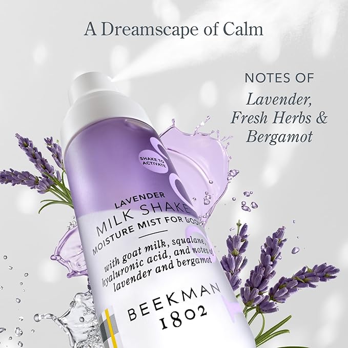 Beekman 1802 Lavender Milk Shake - Body Mist - 2.0 fl. oz - With Hyaluronic Acid & Jojoba Oil - Instantly Moisturizes, Hydrates & Softens - Good for Sensitive Skin - Cruelty Free-GlimoraGlow