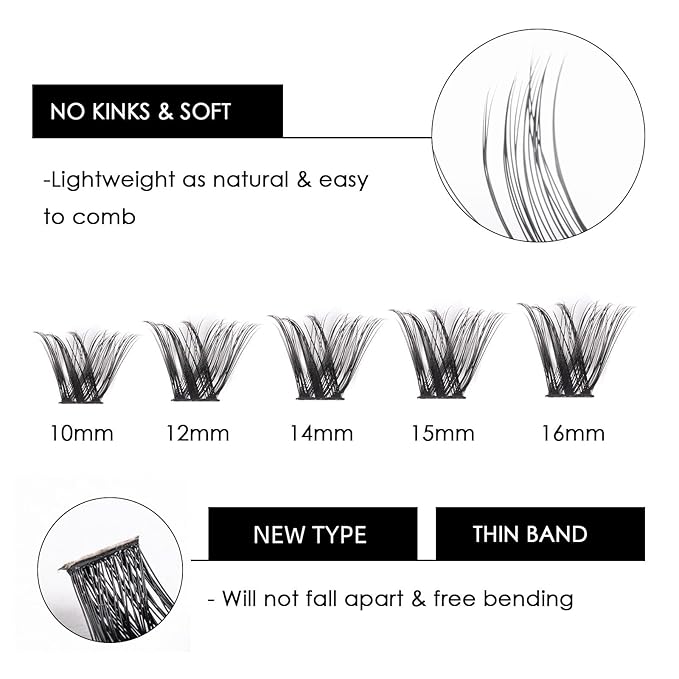 Cluster Lashes 72 Individual Lashes Clusters Eyelash Extensions False Eyelashes DIY Lash Extension Reusable False Eyelashes Natural Look Mix 10-16mm C D Curl-DM27-GlimoraGlow