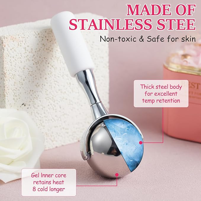 Cryo Sticks 360 Rotating Unbreakable Steel Ice Globes - Facial Skin Care Tools for Women - Ice Roller for Face & Eyes-GlimoraGlow