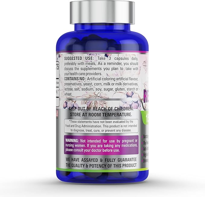 100% Pure Resveratrol Extract for Anti-Aging & Heart Health - 1500mg Maximum Strength (1)-GlimoraGlow