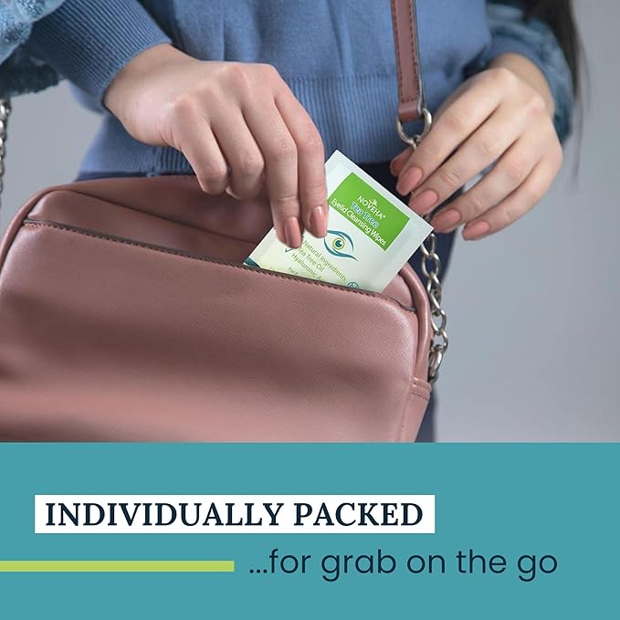 NOVEHA 60PCs Tea Tree Oil Eyelid & Lash Wipes | With Hyaluronic Acid, Green Tea & Chamomile For Blepharitis, Itchy & Stye Eyes, Individually Wrapped, Natural Eyelash Makeup Remover & Daily Cleanser-GlimoraGlow