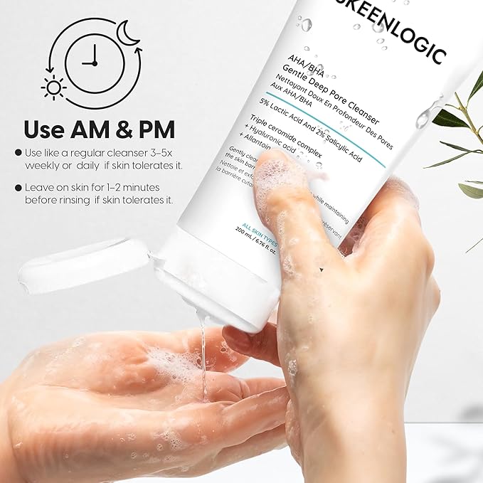 5% Lactic Acid + 2% Salicylic Acid Cleanser –Non-Stripping AHA/BHA Exfoliating Face & Body Wash With Ceramides. Minimizes Pores, Keratosis Pilaris, Acne, Ingrown Hairs & Psoriasis-200ml.-GlimoraGlow