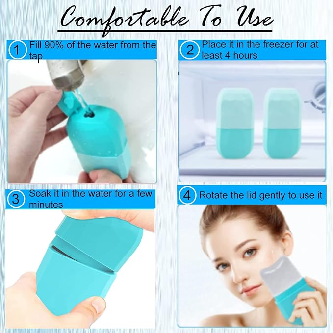 Ice Roller for Face & Eye Puffiness Relief - Enhance Your Natural Glow with Face Ice Roller, Ice Mold for Face with New Leak-Proof Design, Reusable Ice Face Roller-Gift for Women-GlimoraGlow