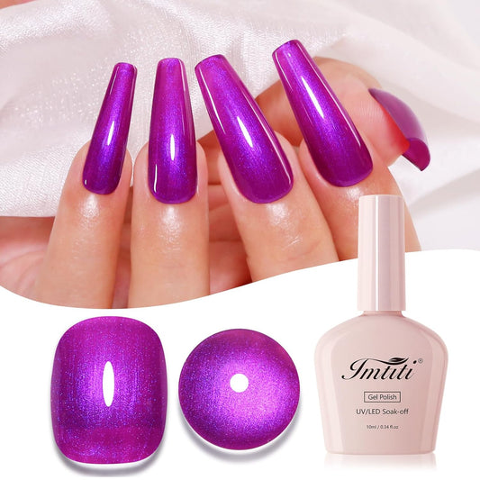 Imtiti Pearl Gel Nail Polish, Rose Purple Glitter Pearl Gel Polish Diamond Shimmer Sparkle Soak Off UV LED Nail Gel Polish Autumn Winter Gel Polish Manicure Gel Nail Kit 10ML-GlimoraGlow