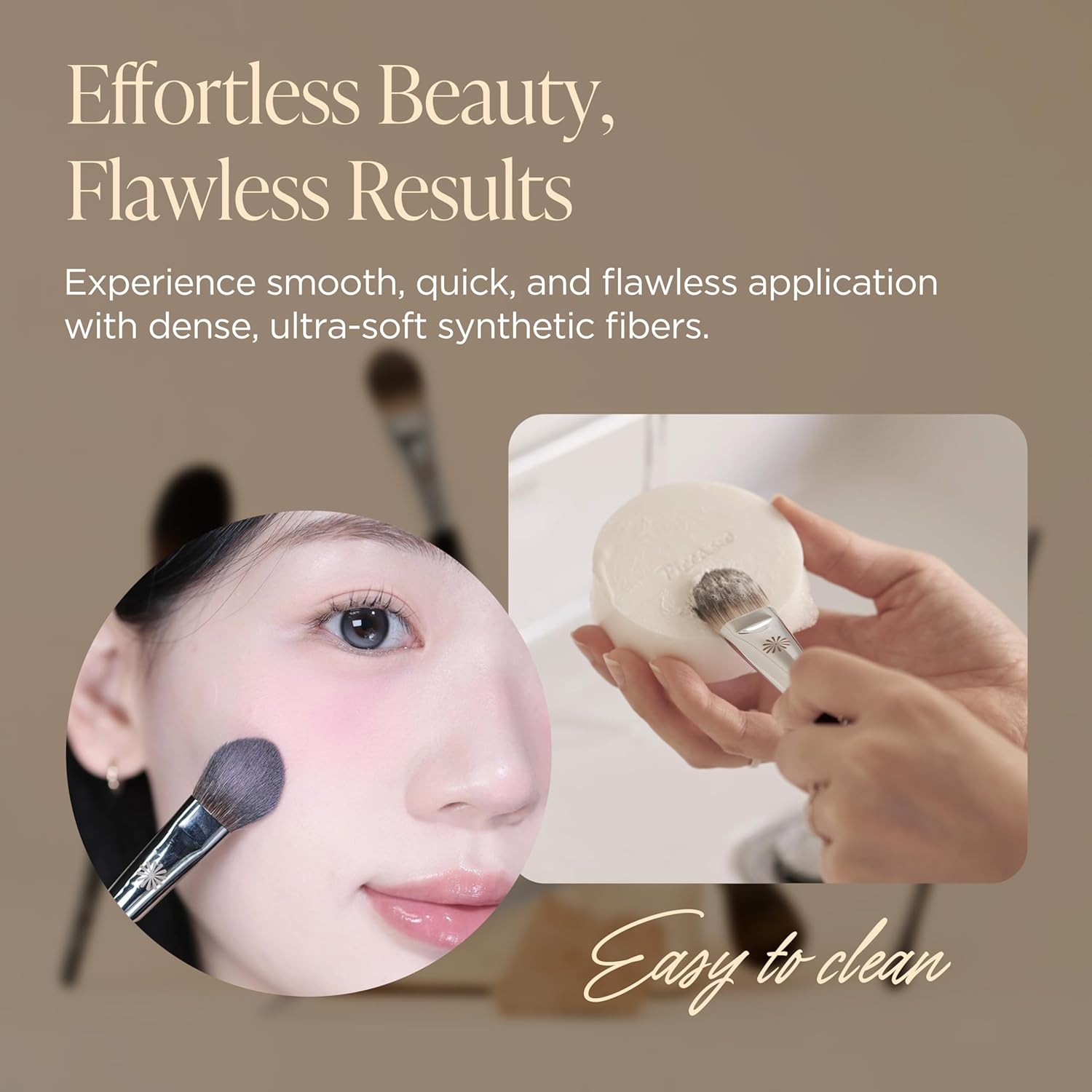 Piccasso PONY14 Makeup Brush– Soft Tapered Blush & Highlighter Applicator for Face Makeup, Fluffy Powder Finish with Soft Hair, Small Size for Precision, Professional Korean Beauty Essential-GlimoraGlow